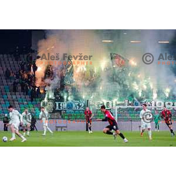 in action during Prva liga Telemach 2025/2026 football match between Olimpija and Primorje in SRC Stozice, Ljubljana, Slovenia on Novermber 7, 2025