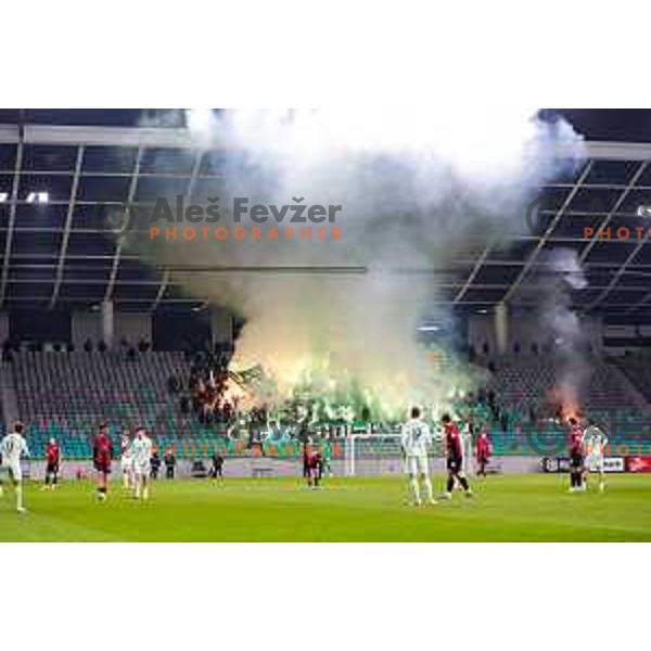 in action during Prva liga Telemach 2025/2026 football match between Olimpija and Primorje in SRC Stozice, Ljubljana, Slovenia on Novermber 7, 2025