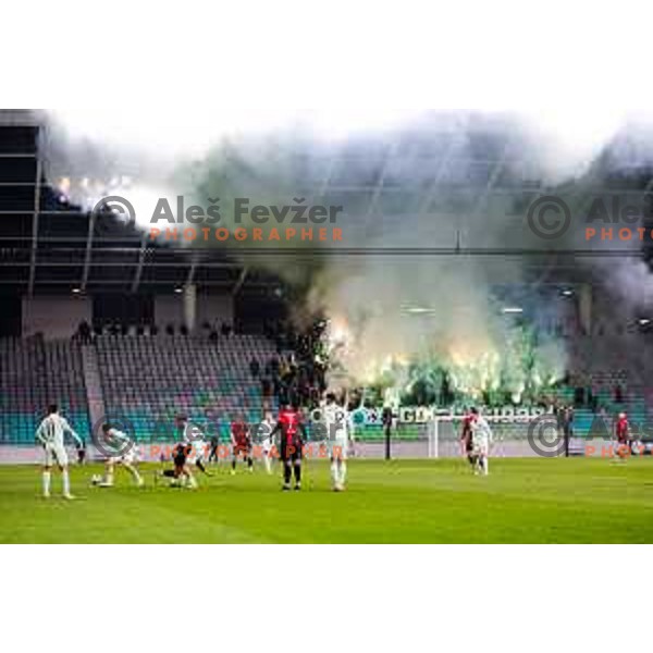 in action during Prva liga Telemach 2025/2026 football match between Olimpija and Primorje in SRC Stozice, Ljubljana, Slovenia on Novermber 7, 2025