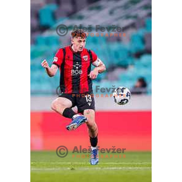 Gasper Petek in action during Prva liga Telemach 2025/2026 football match between Olimpija and Primorje in SRC Stozice, Ljubljana, Slovenia on Novermber 7, 2025