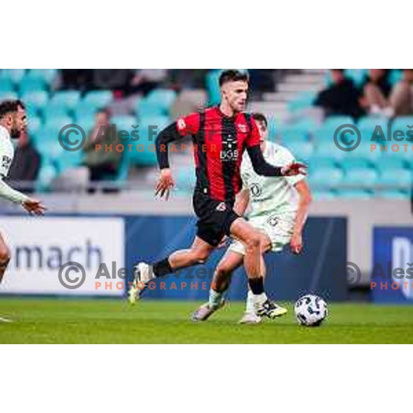 Zan Besir in action during Prva liga Telemach 2025/2026 football match between Olimpija and Primorje in SRC Stozice, Ljubljana, Slovenia on Novermber 7, 2025