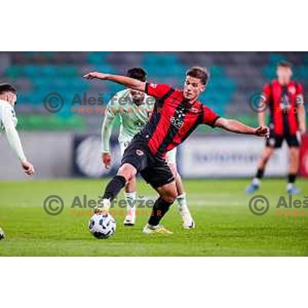in action during Prva liga Telemach 2025/2026 football match between Olimpija and Primorje in SRC Stozice, Ljubljana, Slovenia on Novermber 7, 2025