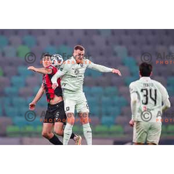 Stefan Melentijevic and Alex Tamm and players of Olimpija celebrate a goal during Prva liga Telemach 2025/2026 football match between Olimpija and Primorje in SRC Stozice, Ljubljana, Slovenia on Novermber 7, 2025