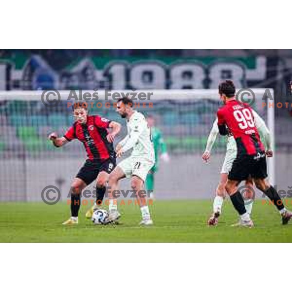 in action during Prva liga Telemach 2025/2026 football match between Olimpija and Primorje in SRC Stozice, Ljubljana, Slovenia on Novermber 7, 2025