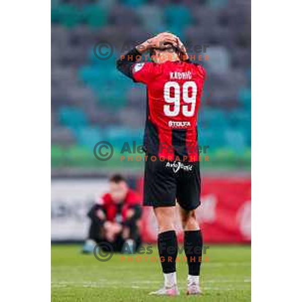 Haris Kadric in action during Prva liga Telemach 2025/2026 football match between Olimpija and Primorje in SRC Stozice, Ljubljana, Slovenia on Novermber 7, 2025