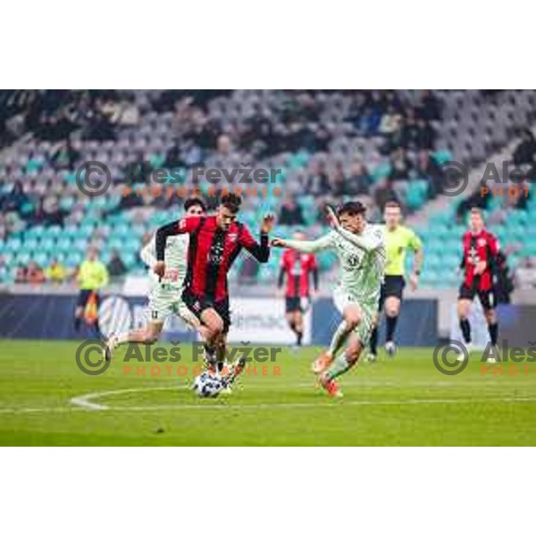 Zan Besir in action during Prva liga Telemach 2025/2026 football match between Olimpija and Primorje in SRC Stozice, Ljubljana, Slovenia on Novermber 7, 2025
