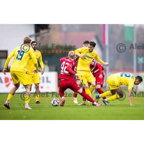 Alexandros Parras in action during Prva liga Telemach 2025/26 football match between NK Aluminij and NK Domzale in Sportni park Kidricevo, Slovenia on November 8, 2025. Photo: Jure Banfi