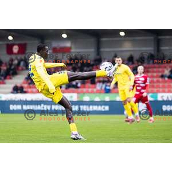 Fallou Faye in action during Prva liga Telemach 2025/26 football match between NK Aluminij and NK Domzale in Sportni park Kidricevo, Slovenia on November 8, 2025. Photo: Jure Banfi