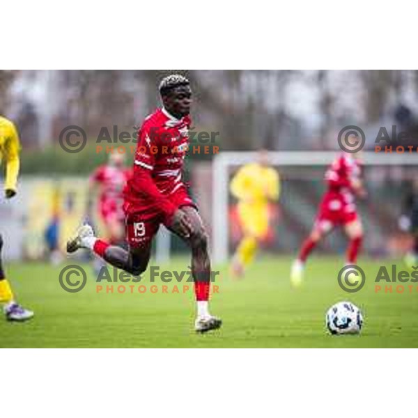 Aondowase Sule Wisdom in action during Prva liga Telemach 2025/26 football match between NK Aluminij and NK Domzale in Sportni park Kidricevo, Slovenia on November 8, 2025. Photo: Jure Banfi