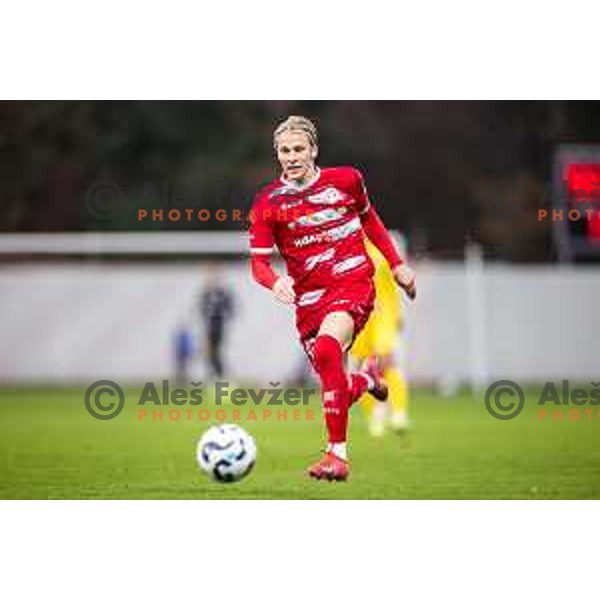 Vid Koderman in action during Prva liga Telemach 2025/26 football match between NK Aluminij and NK Domzale in Sportni park Kidricevo, Slovenia on November 8, 2025. Photo: Jure Banfi