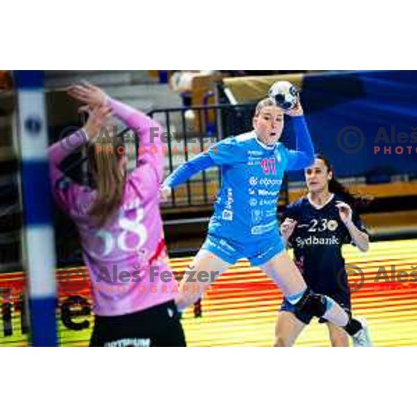 Philomena Egger of Krim OTP Group Mercator in action during EHF Women’s Champions League 2025/2026 handball match between Krim OTP Group Mercator (SLO) and Odense Handbold (DEN) in Ljubljana, Slovenia on November 8, 2025. Photo: Filip Barbalic