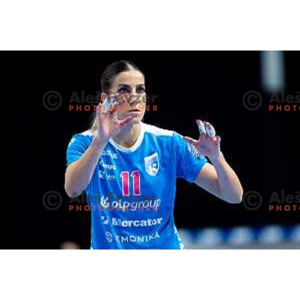 Ana Abina of Krim OTP Group Mercator in action during EHF Women’s Champions League 2025/2026 handball match between Krim OTP Group Mercator (SLO) and Odense Handbold (DEN) in Ljubljana, Slovenia on November 8, 2025. Photo: Filip Barbalic