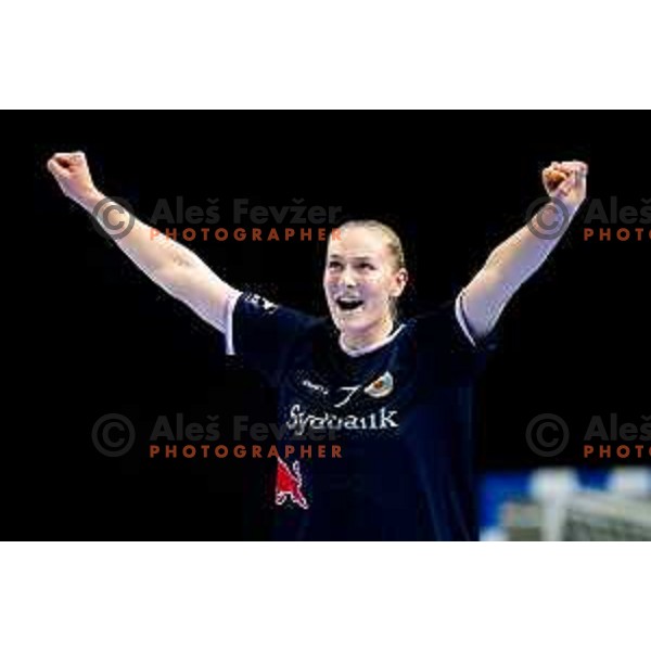 Viola Charlotte Leuchter of Odense Handbold in action during EHF Women’s Champions League 2025/2026 handball match between Krim OTP Group Mercator (SLO) and Odense Handbold (DEN) in Ljubljana, Slovenia on November 8, 2025. Photo: Filip Barbalic