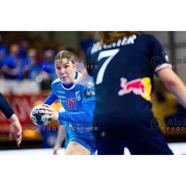 Philomena Egger of Krim OTP Group Mercator in action during EHF Women’s Champions League 2025/2026 handball match between Krim OTP Group Mercator (SLO) and Odense Handbold (DEN) in Ljubljana, Slovenia on November 8, 2025. Photo: Filip Barbalic