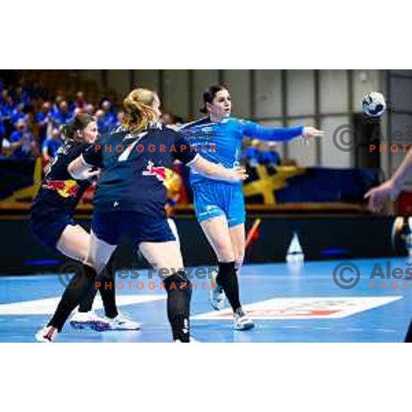 Tamara Horacek of Krim OTP Group Mercator in action during EHF Women’s Champions League 2025/2026 handball match between Krim OTP Group Mercator (SLO) and Odense Handbold (DEN) in Ljubljana, Slovenia on November 8, 2025. Photo: Filip Barbalic
