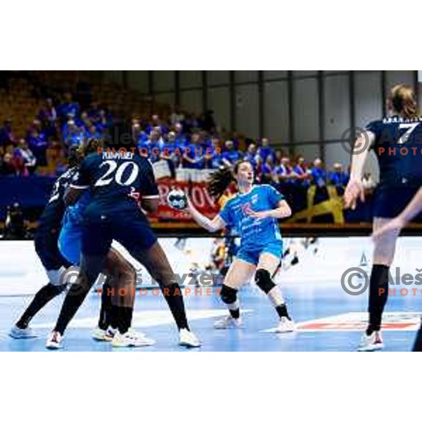 Nina Zulic of Krim OTP Group Mercator in action during EHF Women’s Champions League 2025/2026 handball match between Krim OTP Group Mercator (SLO) and Odense Handbold (DEN) in Ljubljana, Slovenia on November 8, 2025. Photo: Filip Barbalic