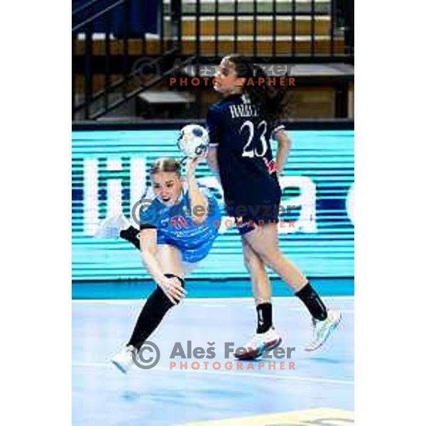 Ema Maria Markovic of Krim OTP Group Mercator in action during EHF Women’s Champions League 2025/2026 handball match between Krim OTP Group Mercator (SLO) and Odense Handbold (DEN) in Ljubljana, Slovenia on November 8, 2025. Photo: Filip Barbalic