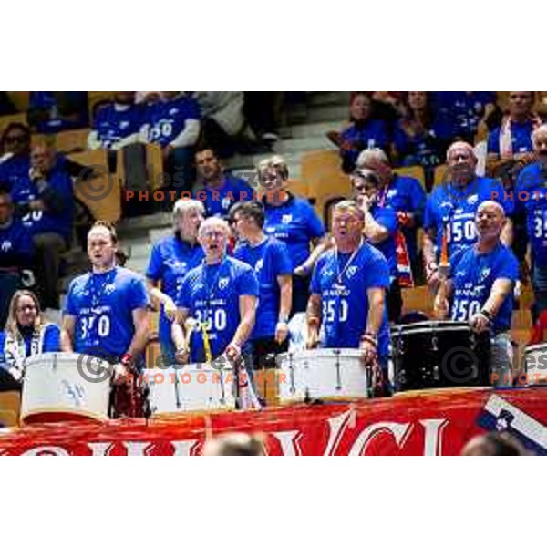 Fans of Krim OTP Group Marcator in action during EHF Women’s Champions League 2025/2026 handball match between Krim OTP Group Mercator (SLO) and Odense Handbold (DEN) in Ljubljana, Slovenia on November 8, 2025. Photo: Filip Barbalic