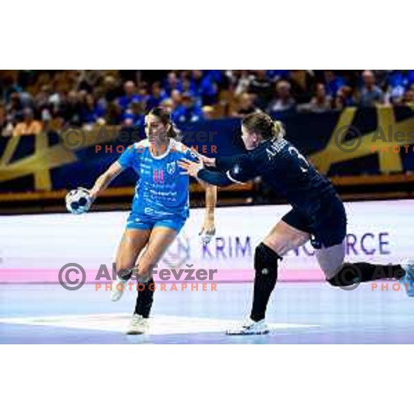 Ana Abina of Krim OTP Group Mercator in action during EHF Women’s Champions League 2025/2026 handball match between Krim OTP Group Mercator (SLO) and Odense Handbold (DEN) in Ljubljana, Slovenia on November 8, 2025. Photo: Filip Barbalic