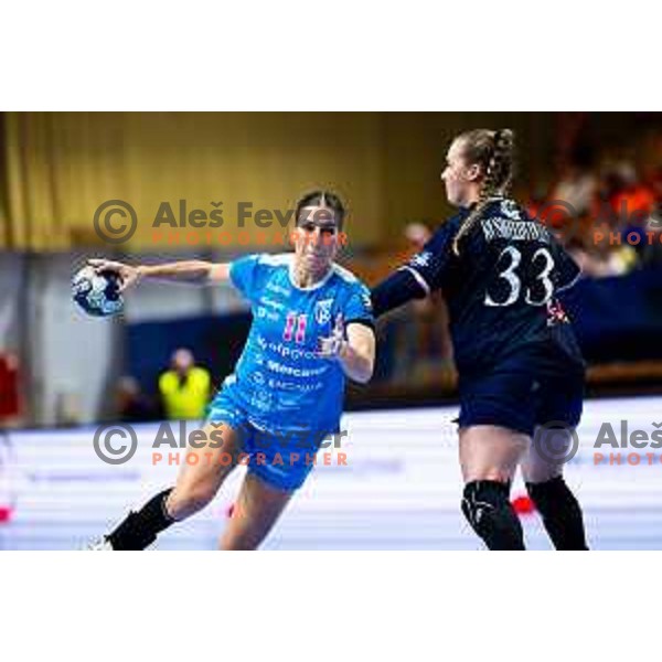 Ana Abina of Krim OTP Group Mercator in action during EHF Women’s Champions League 2025/2026 handball match between Krim OTP Group Mercator (SLO) and Odense Handbold (DEN) in Ljubljana, Slovenia on November 8, 2025. Photo: Filip Barbalic
