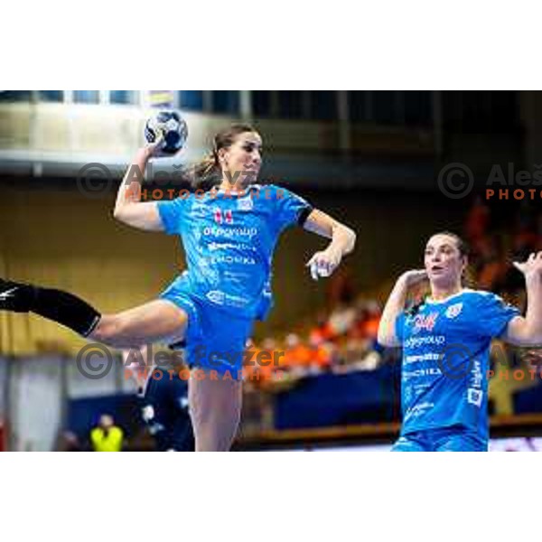 Ana Abina of Krim OTP Group Mercator in action during EHF Women’s Champions League 2025/2026 handball match between Krim OTP Group Mercator (SLO) and Odense Handbold (DEN) in Ljubljana, Slovenia on November 8, 2025. Photo: Filip Barbalic