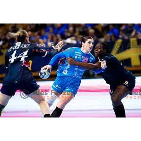 Tamara Horacek of Krim OTP Group Mercator in action during EHF Women’s Champions League 2025/2026 handball match between Krim OTP Group Mercator (SLO) and Odense Handbold (DEN) in Ljubljana, Slovenia on November 8, 2025. Photo: Filip Barbalic