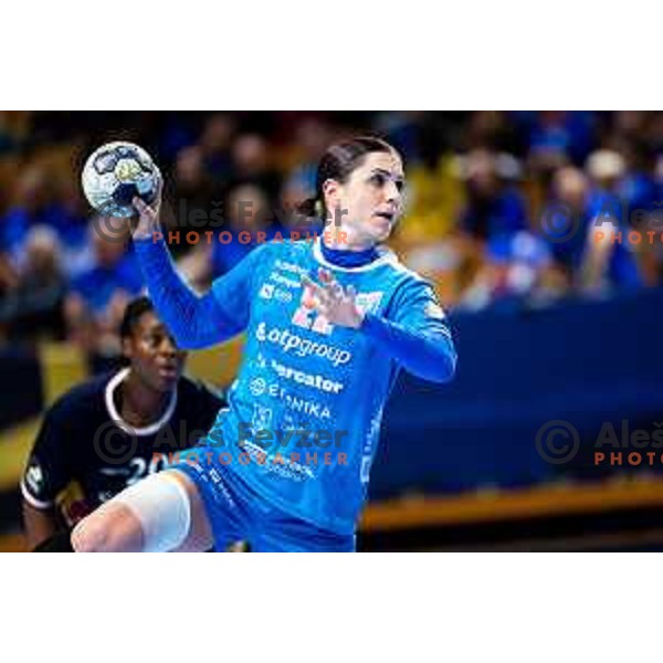 Tamara Horacek of Krim OTP Group Mercator in action during EHF Women’s Champions League 2025/2026 handball match between Krim OTP Group Mercator (SLO) and Odense Handbold (DEN) in Ljubljana, Slovenia on November 8, 2025. Photo: Filip Barbalic