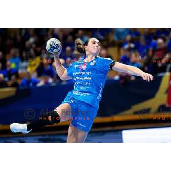 Sofie Bardrum-Larsen of Krim OTP Group Mercator in action during EHF Women’s Champions League 2025/2026 handball match between Krim OTP Group Mercator (SLO) and Odense Handbold (DEN) in Ljubljana, Slovenia on November 8, 2025. Photo: Filip Barbalic