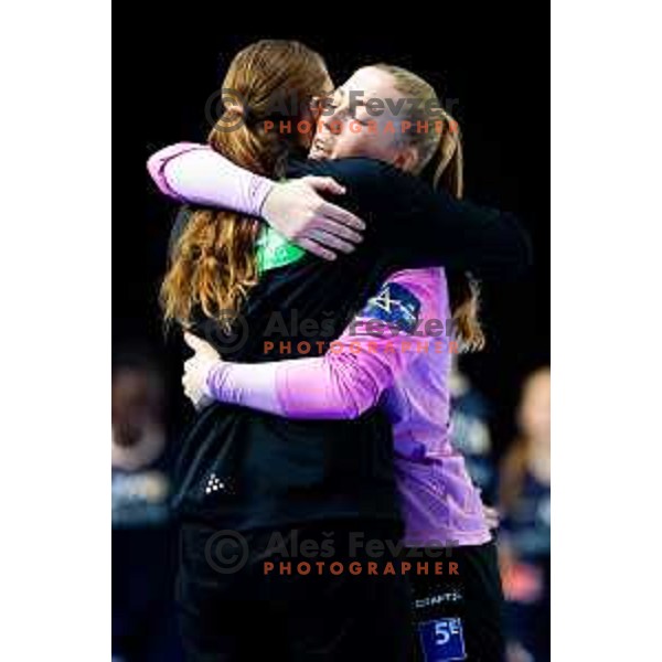 Yara Ten Holte of Odense Handbold celebrates win in EHF Women’s Champions League 2025/2026 handball match between Krim OTP Group Mercator (SLO) and Odense Handbold (DEN) in Ljubljana, Slovenia on November 8, 2025. Photo: Filip Barbalic