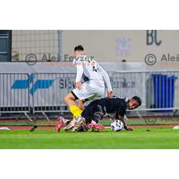 in action during Prva liga Telemach 2025/2026 football match between Kalcer Radomlje and Maribor in Domzale, Slovenia on November 8, 2025