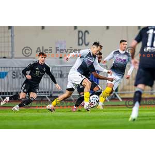 in action during Prva liga Telemach 2025/2026 football match between Kalcer Radomlje and Maribor in Domzale, Slovenia on November 8, 2025