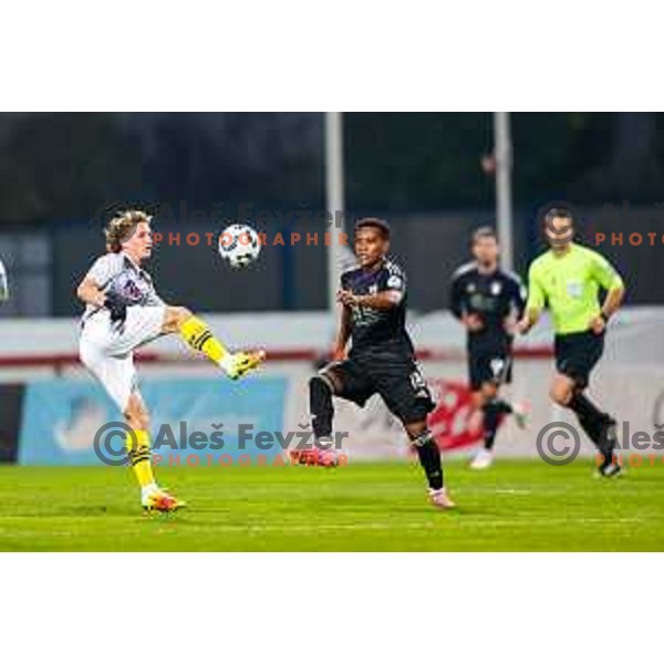 in action during Prva liga Telemach 2025/2026 football match between Kalcer Radomlje and Maribor in Domzale, Slovenia on November 8, 2025