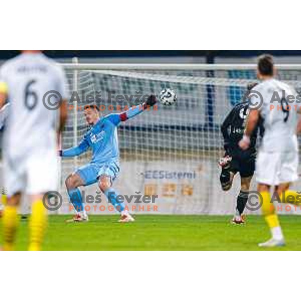 in action during Prva liga Telemach 2025/2026 football match between Kalcer Radomlje and Maribor in Domzale, Slovenia on November 8, 2025