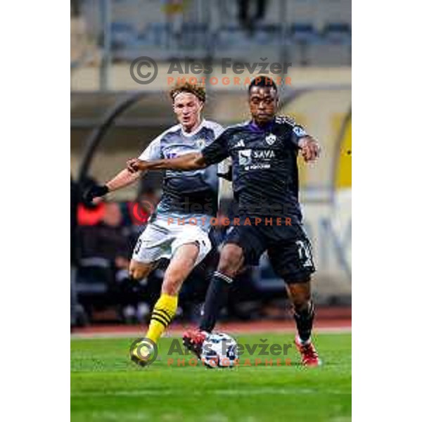 in action during Prva liga Telemach 2025/2026 football match between Kalcer Radomlje and Maribor in Domzale, Slovenia on November 8, 2025