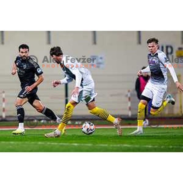 in action during Prva liga Telemach 2025/2026 football match between Kalcer Radomlje and Maribor in Domzale, Slovenia on November 8, 2025