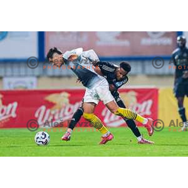 in action during Prva liga Telemach 2025/2026 football match between Kalcer Radomlje and Maribor in Domzale, Slovenia on November 8, 2025