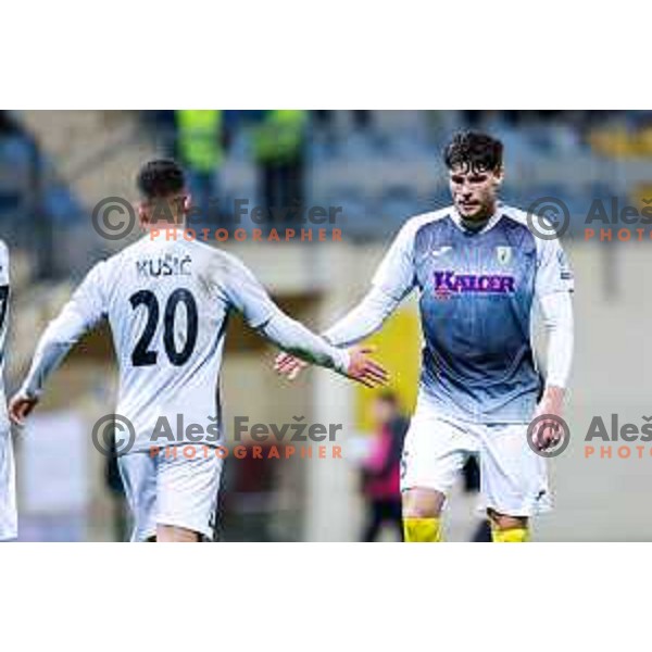 in action during Prva liga Telemach 2025/2026 football match between Kalcer Radomlje and Maribor in Domzale, Slovenia on November 8, 2025