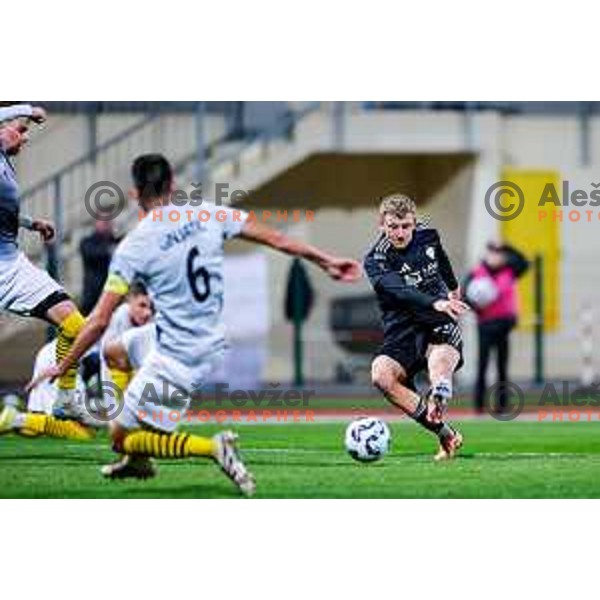 in action during Prva liga Telemach 2025/2026 football match between Kalcer Radomlje and Maribor in Domzale, Slovenia on November 8, 2025