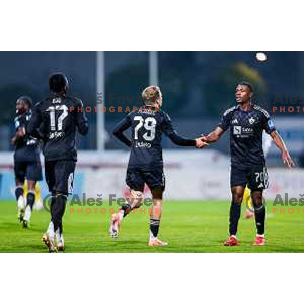 in action during Prva liga Telemach 2025/2026 football match between Kalcer Radomlje and Maribor in Domzale, Slovenia on November 8, 2025