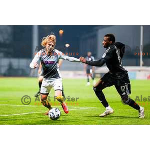 Isaac Raphaël Tshima Omombo Tshipamba-Mulowayi in action during Prva liga Telemach 2025/2026 football match between Kalcer Radomlje and Maribor in Domzale, Slovenia on November 8, 2025
