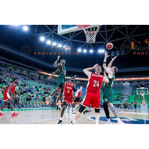 Umoja Gibson and Thomas Kennedy in action during AdmiralBet ABA League 2025/2026 basketball match between Cedevita Olimpija (SLO) and Vienna (AUT) in SRC Stozice, Ljubljana, Slovenia on November 9, 2025.