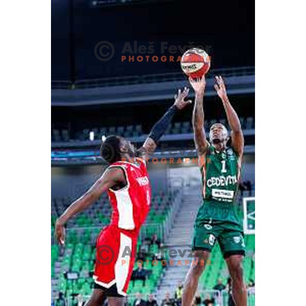 Umoja Gibson in action during AdmiralBet ABA League 2025/2026 basketball match between Cedevita Olimpija (SLO) and Vienna (AUT) in SRC Stozice, Ljubljana, Slovenia on November 9, 2025.