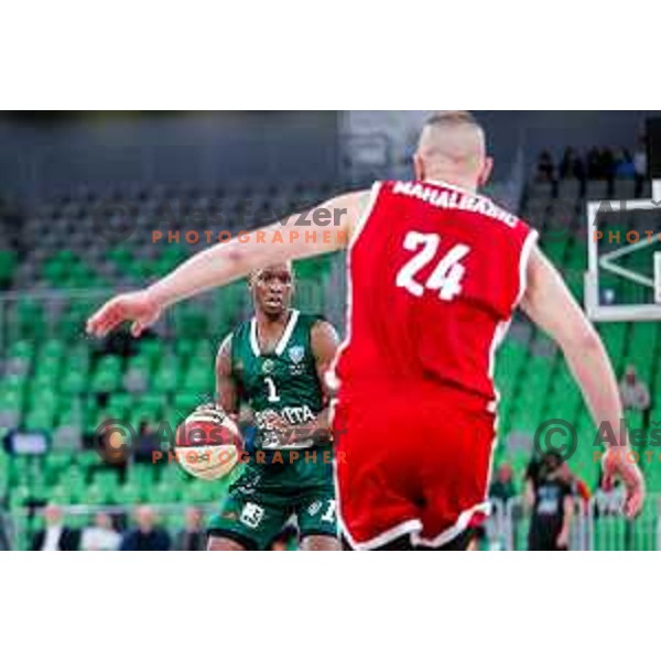 Umoja Gibson in action during AdmiralBet ABA League 2025/2026 basketball match between Cedevita Olimpija (SLO) and Vienna (AUT) in SRC Stozice, Ljubljana, Slovenia on November 9, 2025.