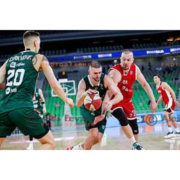 Rok Radovic in action during AdmiralBet ABA League 2025/2026 basketball match between Cedevita Olimpija (SLO) and Vienna (AUT) in SRC Stozice, Ljubljana, Slovenia on November 9, 2025