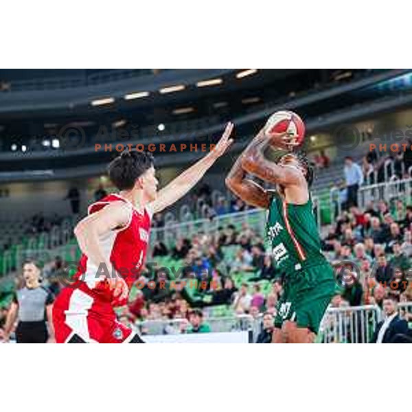 DJ Stewart in action during AdmiralBet ABA League 2025/2026 basketball match between Cedevita Olimpija (SLO) and Vienna (AUT) in SRC Stozice, Ljubljana, Slovenia on November 9, 2025.