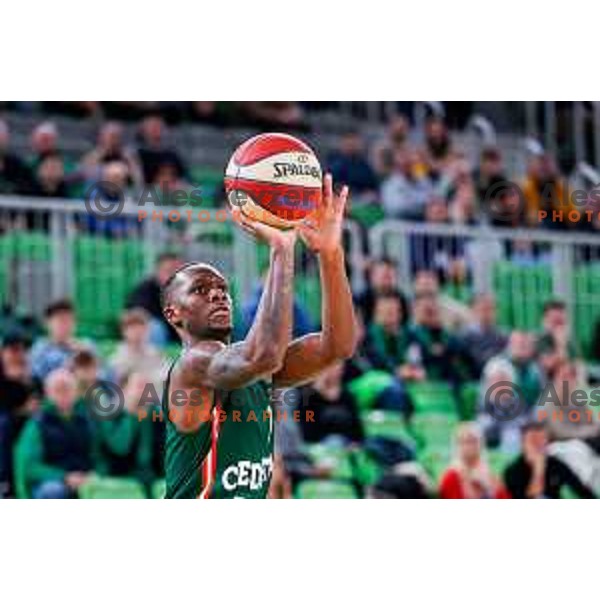 Umoja Gibson in action during AdmiralBet ABA League 2025/2026 basketball match between Cedevita Olimpija (SLO) and Vienna (AUT) in SRC Stozice, Ljubljana, Slovenia on November 9, 2025.