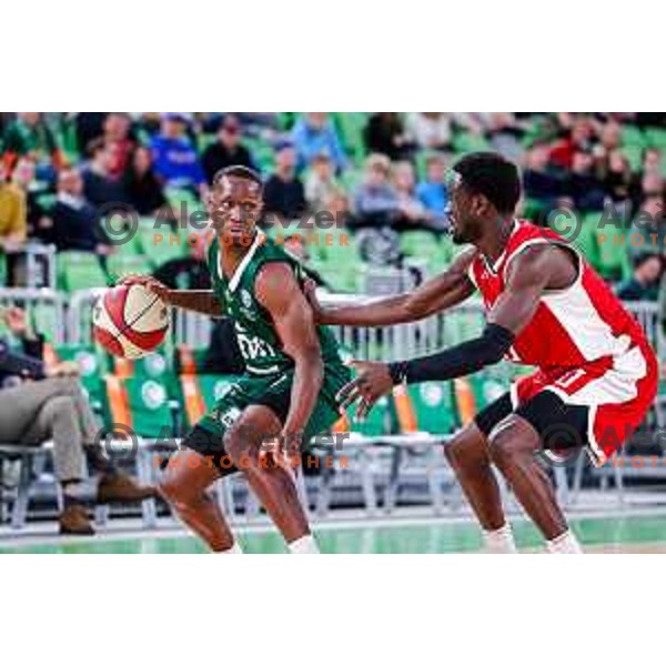 Umoja Gibson in action during AdmiralBet ABA League 2025/2026 basketball match between Cedevita Olimpija (SLO) and Vienna (AUT) in SRC Stozice, Ljubljana, Slovenia on November 9, 2025.