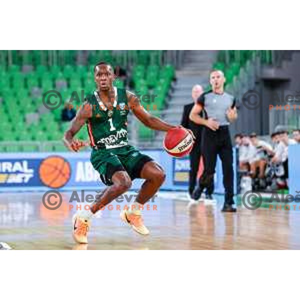 Umoja Gibson in action during AdmiralBet ABA League 2025/2026 basketball match between Cedevita Olimpija (SLO) and Vienna (AUT) in SRC Stozice, Ljubljana, Slovenia on November 9, 2025.