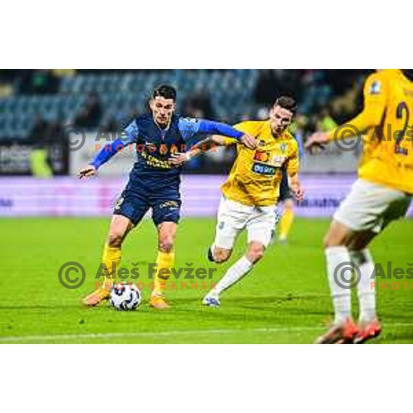 Juan Jose Nieto and Sandi Nuhanovic in action during Prva liga Telemach 2025/2026 football match between Celje and Bravo Big Bang in Celje, Slovenia on November 9, 2025