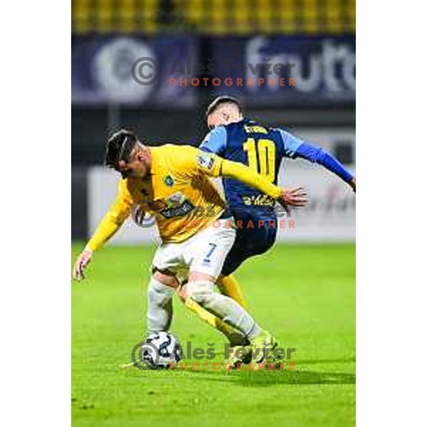 Aldin Jakupovic and Danijel Sturm in action during Prva liga Telemach 2025/2026 football match between Celje and Bravo Big Bang in Celje, Slovenia on November 9, 2025